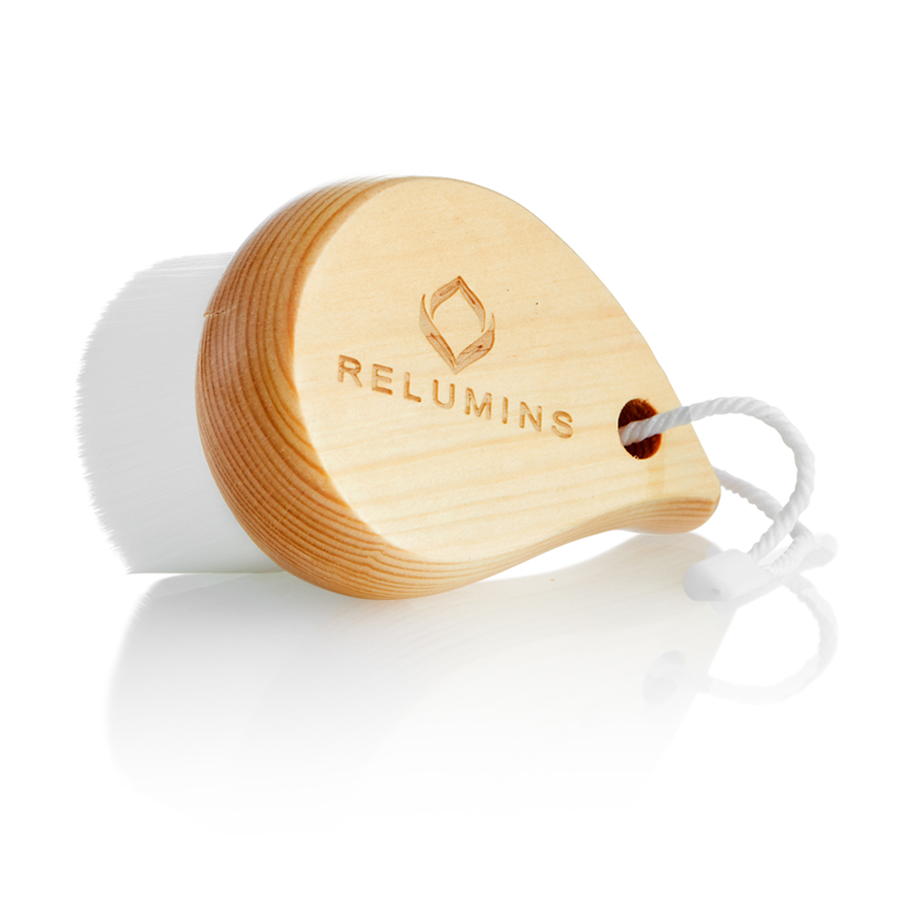 Relumins Deep Pore Wooden Facial Cleansing Brush with Super Soft Antibacterial Microfibers