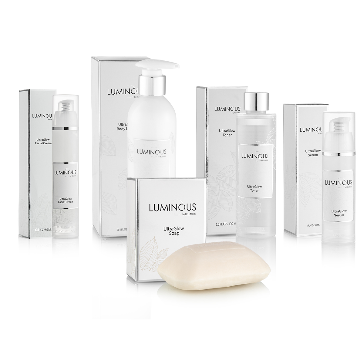 NEW Luminous UltraGlow Set - Cream, Lotion, Serum, Soap and Toner!! Bright and Glowing Skin Set from Relumins