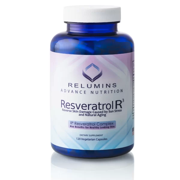 NEW!! Relumins Resveratrol R3, Reverse Skin Damage Caused by Sun Stress and Natural Aging- 120 Capsules